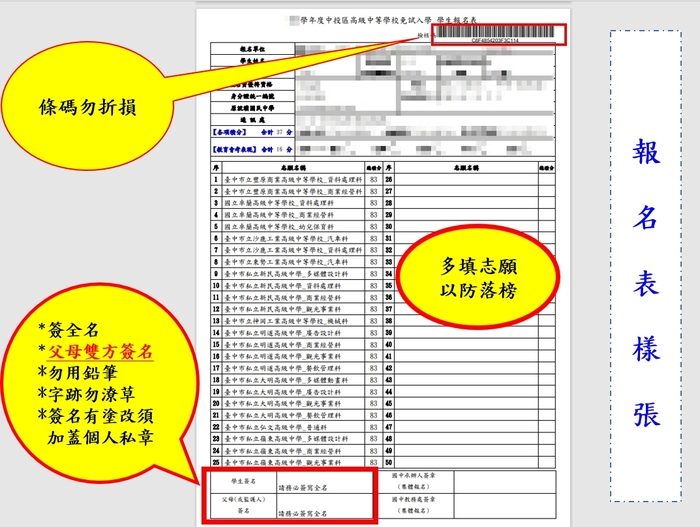 報名表樣張